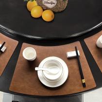 Placemats SvaTao Leather Round Table, preto, impermeável, conjunto de 6 Placemats SvaTao Leather Round Table, preto, impermeável, conjunto de 6