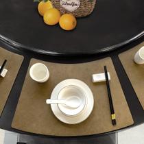 Placemats SvaTao Leather Round Table, preto, impermeável, conjunto de 6 Placemats SvaTao Leather Round Table, preto, impermeável, conjunto de 6