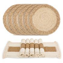 Placemats Zology, boho, feito à mão, conjunto de 6 serapilheiras de algodão natural Placemats Zology, boho, feito à mão, conjunto de 6 serapilheiras de algodão natural