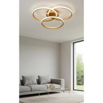 Plafon 3 Anéis Dourado 45W 3 em 1 Bivolt LED Moderno Plafon 3 Anéis Dourado 45W 3 em 1 Bivolt LED Moderno