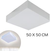 Plafon Acrílico Sobrepor 50x50 Cm Luminária Quadrado E27 - Branco Texturizado