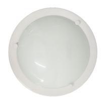 Plafon Alumínio 26cm Branco Vidro Leitoso Plafon Alumínio 26cm Branco Vidro Leitoso