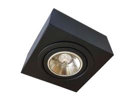 Plafon ar111 simples face plana preto 12x19,5x19,5cm