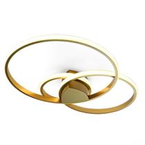 Plafon Arco Ring Anel Triplo Dourado Led 3000k Dourado SL Importações Plafon Arco Ring Anel Triplo Dourado Led 3000k Dourado SL Importações