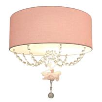 Plafon Bailarina Rosa 30x15 Com Cristal 2 Em 1