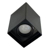 Plafon Box Quadrado Preto Com Foco Direcionável Para 1 Lâmpada Mr16 Reue