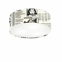 Plafon Cilíndrico Md-3005 Cúpula em Tecido 40x12cm Estampado Ny-Jornal - Bivolt