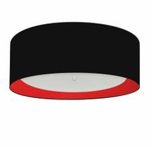 Plafon Cilíndrico Md-3008 Cúpula em Duplo Tecido 60x25cm Preto / Vermelho - Bivolt