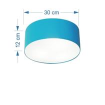 Plafon Cilíndrico Md-3010 Cúpula em Tecido 30x12cm Azul Turquesa - Bivolt