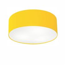 Plafon Cilíndrico Md-3014 Cúpula em Tecido 50x15cm Amarelo - Bivolt