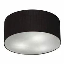 Plafon Cilíndrico Md-3058 Cúpula em Tecido 55x25cm Preto - Bivolt