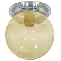 Plafon Colonial Aluminio Natural Globo Ambar 10x15 Retrô Plafon Colonial Aluminio Natural Globo Ambar 10x15 Retrô