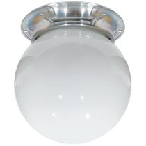 Plafon Colonial Aluminio Natural Globo Leitoso 10x15 Retrô