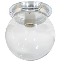 Plafon Colonial Aluminio Natural Globo Transparente Retrô