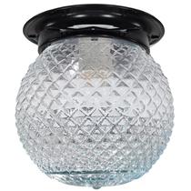 Plafon Colonial Aluminio Preto Globo Bico de Jaca Transpar