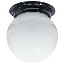 Plafon Colonial Aluminio Preto Globo Leitoso 10x15 Retrô Plafon Colonial Aluminio Preto Globo Leitoso 10x15 Retrô