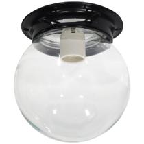 Plafon Colonial Aluminio Preto Globo Transparente Retrô