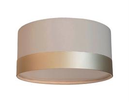 Plafon Com Cúpula Em Tecido Detalhe Cor Bronze 30x15cm Cinza Plafon Com Cúpula Em Tecido Detalhe Cor Bronze 30x15cm Cinza