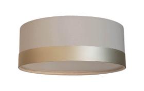Plafon Com Cúpula Em Tecido Detalhe Cor Bronze 40x15cm Cinza Plafon Com Cúpula Em Tecido Detalhe Cor Bronze 40x15cm Cinza