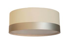 Plafon Com Cúpula Em Tecido Detalhe Cor Bronze 40x15cm Cru Plafon Com Cúpula Em Tecido Detalhe Cor Bronze 40x15cm Cru