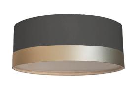 Plafon Com Cúpula Em Tecido Detalhe Cor Bronze 50x15cm Preto Plafon Com Cúpula Em Tecido Detalhe Cor Bronze 50x15cm Preto