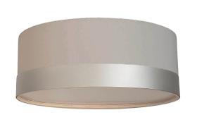 Plafon Cúpula Acab. Em Tecido Algodão Cinza Com Faixa Cor Prata Plafon Cúpula Acab. Em Tecido Algodão Cinza Com Faixa Cor Prata