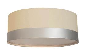 Plafon Cúpula Acab. Em Tecido Algodão Cru Com Faixa Cor Prata Plafon Cúpula Acab. Em Tecido Algodão Cru Com Faixa Cor Prata