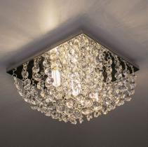 Plafon de Cristal legítimo quadrado lustre 20x20cm p/ 3 G9 st4530 Plafon de Cristal legítimo quadrado lustre 20x20cm p/ 3 G9 st4530