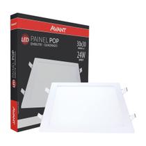 Plafon de led 24w quadrado 6000k bivolt 30x30cm embutir avant