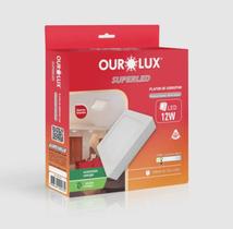 Plafon De Sobrepor Led Quadrado 12W 2700K Ourolux