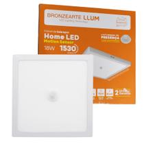 Plafon de Sobrepor LED Quadrado Sensor de Movimento 18W 6500K