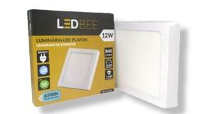 Plafon De Sobrepor Quadrado 12w 6500k Luz Branca Ledbee