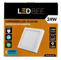 Plafon De Sobrepor Quadrado 24w 6500k Luz Branca Ledbee