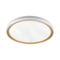Plafon de Sobrepor Redondo Acrilico Branco e Dourado 40cm Led 60W 3 em 1 Bivolt