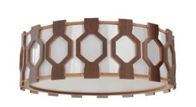 Plafon Diamante Ripado de Madeira com 2 Bocais E27 Cor Imbuia Luminária de teto 30 cm Plafon Diamante Ripado de Madeira com 2 Bocais E27 Cor Imbuia Luminária de teto 30 cm