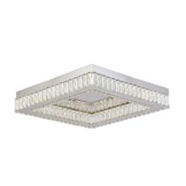 Plafon diamond quadrado metal cromado e cristal transparente ø42cm 24w 3000k bivolt sky 3064cr skylight