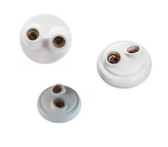 Plafon Duplo Bocal Porcelana Resistente Soquete Sobrepor