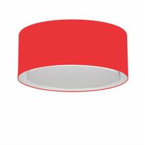 Plafon Duplo Cilíndrico Md-3036 Cúpula em Tecido 50x25cm Vermelho - Bivolt