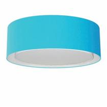 Plafon Duplo Cilíndrico Md-3038 Cúpula em Tecido 80x30cm Azul Turquesa - Bivolt