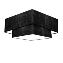 Plafon Duplo Quadrado Md-3018 Cúpula em Tecido 25/70x50cm Preto - Bivolt