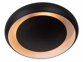 Plafon Eclipse Luz Indireta Alumínio Preto Interior Branco 40 Cm De Diâmetro.