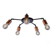 Plafon Edison Aranha 5XE-27 Preto Fosco - Bronze Or315 Orluce