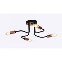 Plafon Electra 50x13 Preto C/rose (p/ 4 Lamp E27) Adn 1544