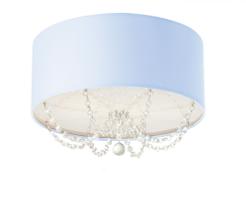 Plafon Em Tecido Com Pingentes De Cristal 30cm De Diâmetro Azul