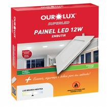 Plafon Embutido Led Quadrado 12w 6400k Bivolt - Ourolux Cor Branco 110v/220v