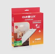 Plafon Embutido Led Quadrado 36W 2700K Ourolux