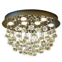 Plafon Florença Redondo Cromado Com Cristal Transparente 40Cm Eletrorastro