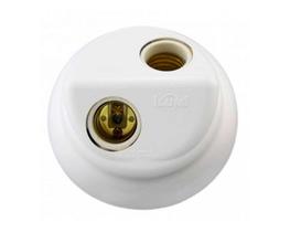 Plafon Ilumi Branco Borne Porc 100W 2 Lamp 18092