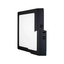 Plafon Led 12W Painel Quadrado Sobrepor Preto Bivolt