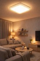 Plafon LED 40x40 3 Cores 40w Design Luxo com Efeito Cristal Plafon LED 40x40 3 Cores 40w Design Luxo com Efeito Cristal